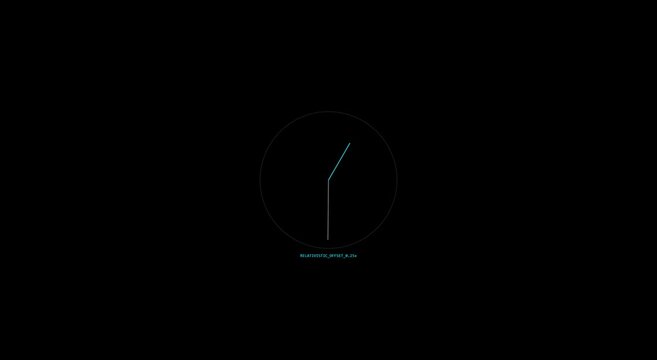 Minimalist digital clock animation rotating hands on black animation
