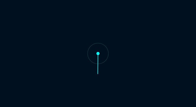 Minimalist digital clock timer animation with rotating neon blue animation