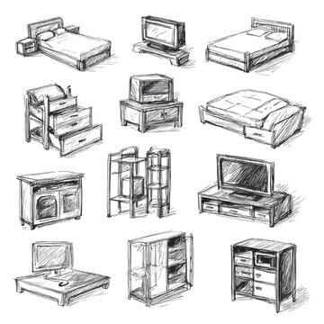Collection of furniture with television sets.
