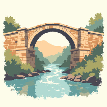 Stone arch bridge keystone voussoir detail