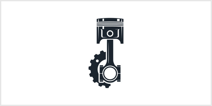 Piston and Connecting Rod with Gear Icon
