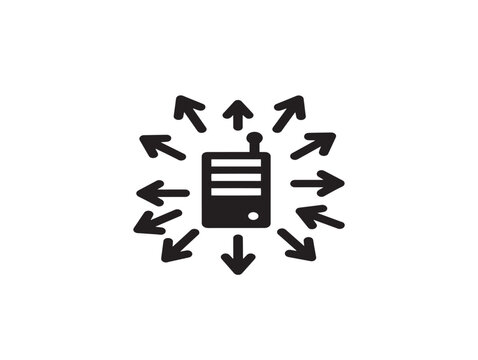 Vector illustration of smartphone with circular arrows showing data flow or ddos attack