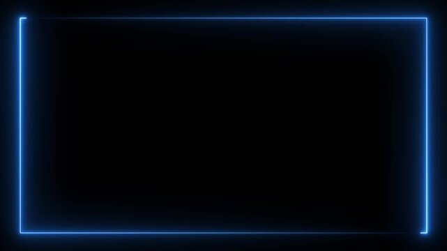 A rectangular frame made of two moving neon lights. A popular abstract background overlay, Rectangular neon shimmering luminous form on the background of a dirt forest surface