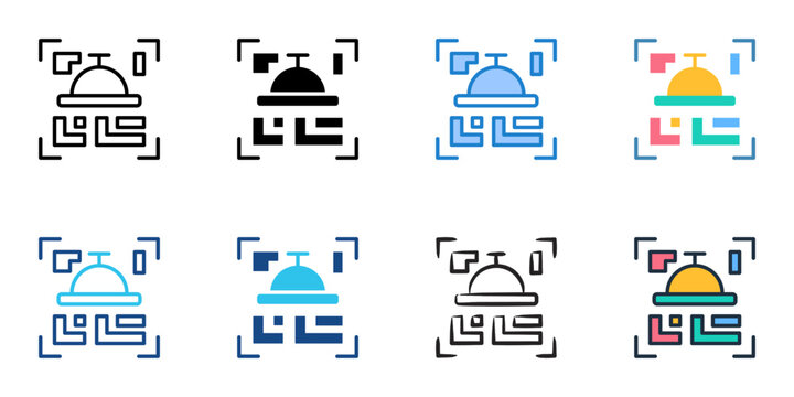QR code menu icons set multiple style collection. Editable stroke 

