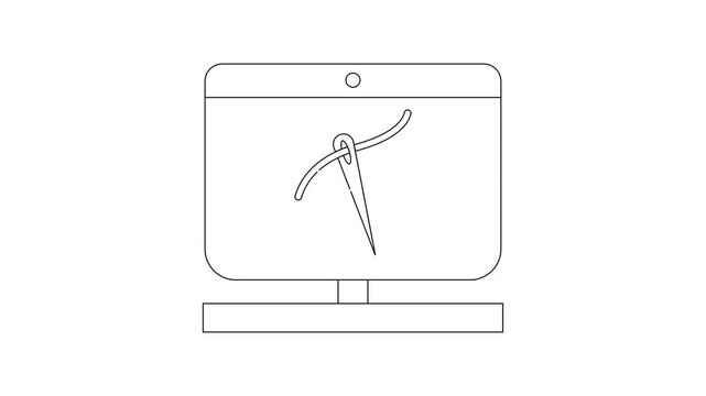 Computer screen displaying a needle and thread icon.