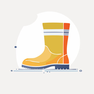 Yellow Rubber Boot Illustration