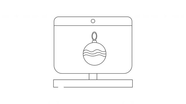 Computer Screen Displaying Christmas Ornament Icon.
