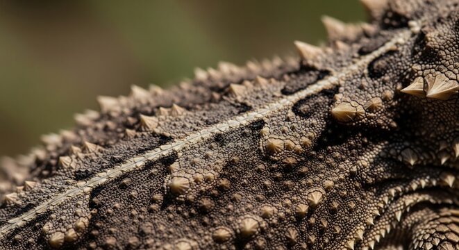 Close-up Macro Shot of a Thorny Dragon Lizards Scaly Skin Texture.