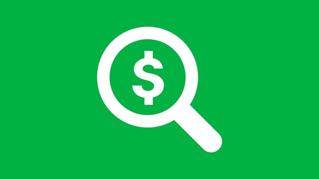 Financial analysis and money search animation with transparent background