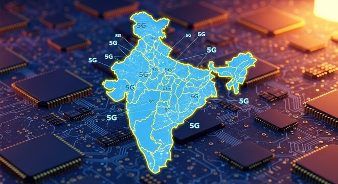 Independence day india 5g technology digital india map with network coverage
