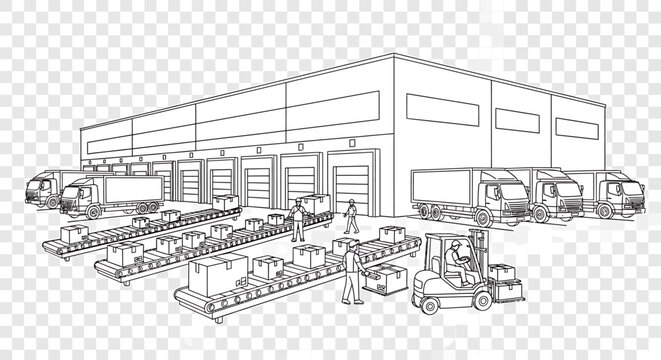 Industrial warehouse loading dock operations.