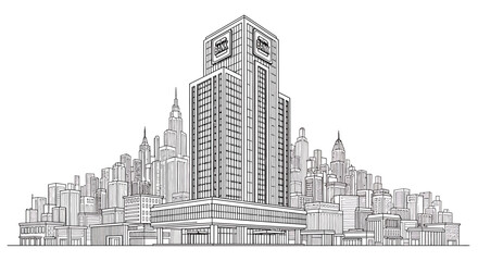 Fototapeta premium Large Skyscraper Building Cityscape Architecture.