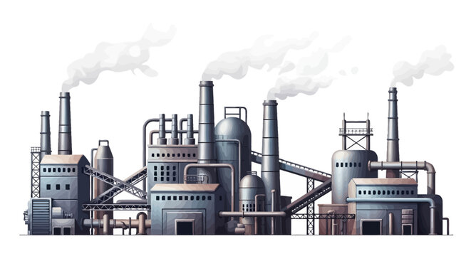 Industrial Factory with Smoking Pipes.