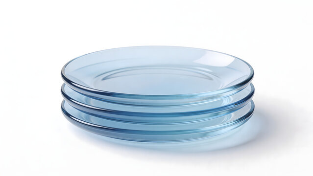 Stack of blue glass plates