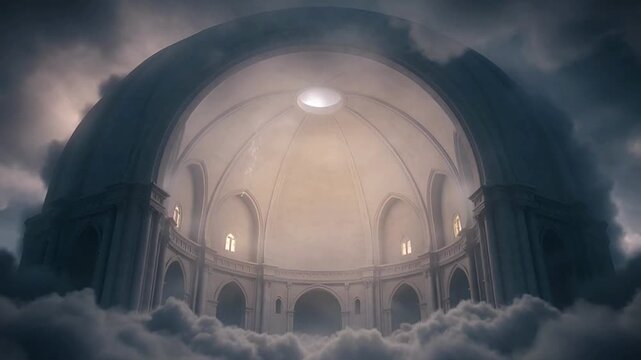 Fantasy Architecture Above Clouds.