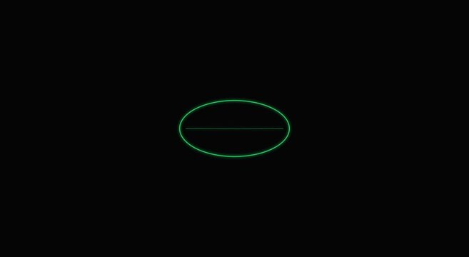 Minimalist green glowing oval shape pulsing animation on black animation