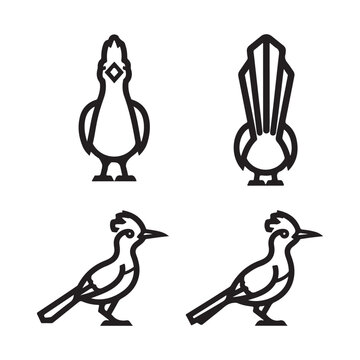 Minimalist roadrunner bird icon set