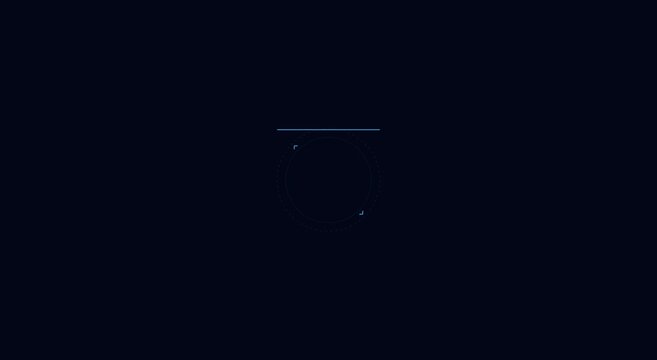 Minimalist hud loading circle animation with digital interface animation