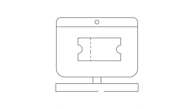 Digital Ticket Dispenser Machine Icon Line Art.