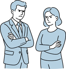 Obraz premium Business disagreement between colleagues with crossed arms in office setting