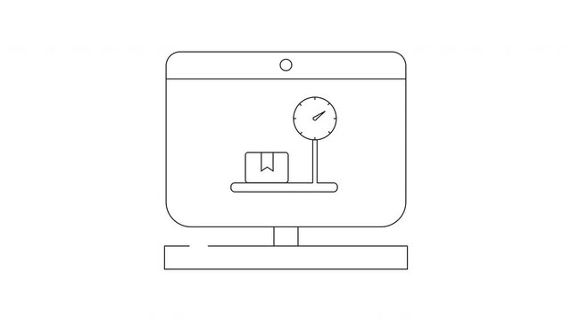 Digital Weighing Scale Icon on Computer Screen for Logistics and Delivery Services.