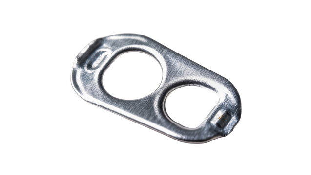Aluminum beverage can pull tab, isolated on transparent background