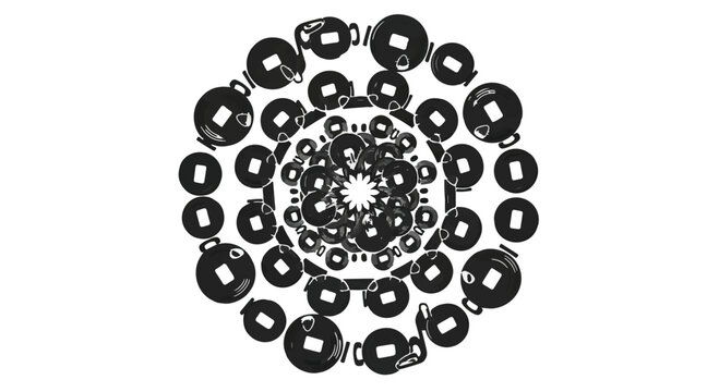 Intricate circular pattern of traditional Chinese coins symbolizing wealth and good fortune.