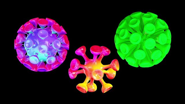 3d render animation of virus cells isolated on white background seamless looping footage of abstract coronavirus bacteria under microscope biology science research medical healthcare concept