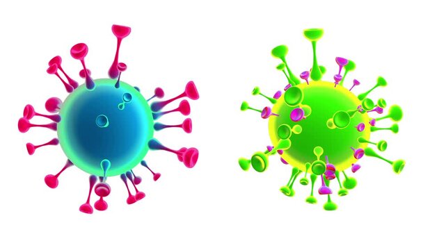3D render animation of abstract virus cells isolated on white background. Seamless looping footage of coronavirus bacteria for medical biology science and healthcare research