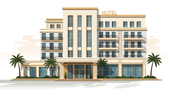 Large hotel building with columns.