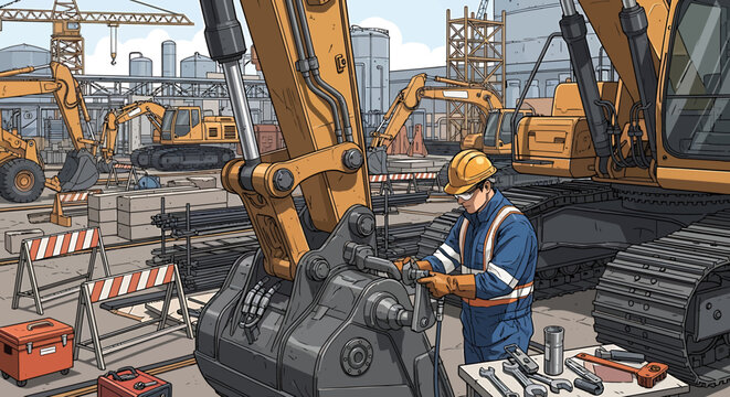 Man working on heavy machinery equipment.