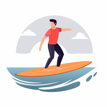 Surfer riding a surfboard on the ocean waves