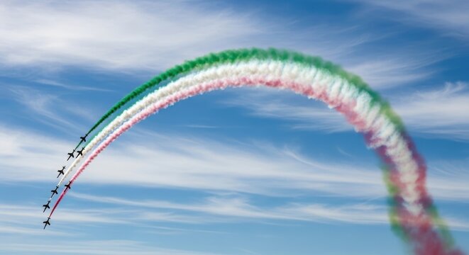 Independence day india celebration air force jets create tricolor smoke trails in sky