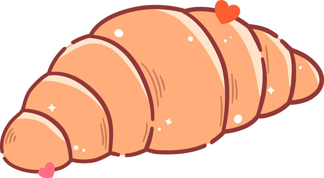cute croissant illustration with hearts