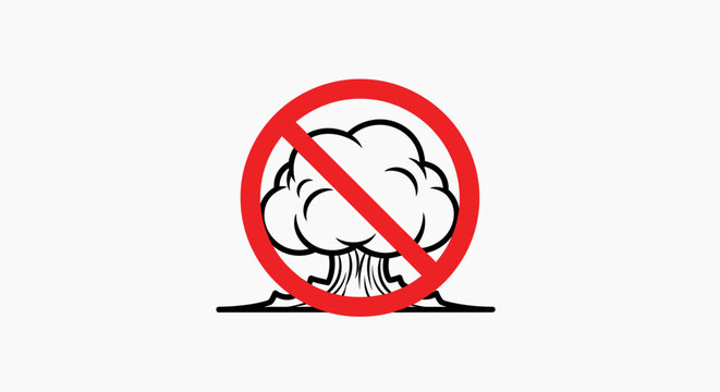 No Nuclear Explosion Warning Sign Symbol.