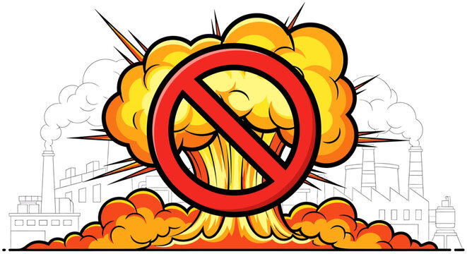 No Nuclear Explosion Warning Sign Symbol.