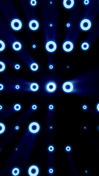 Glowing blue circular light rings on a dark background, forming an abstract digital pattern with depth and futuristic mood.