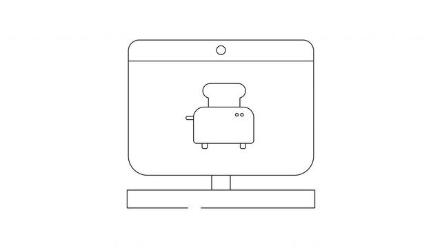 Simple Line Art Icon of a Toaster on a Computer Screen.
