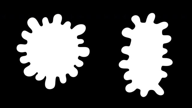 Set of two cartoon green bacteria or virus cells. Organic amoeba shapes with spots representing pathogens, germs or microorganisms. Simple 2d animation for medical, biological and scientific education