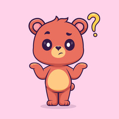 Obraz premium Cute Bear Confused Cartoon
