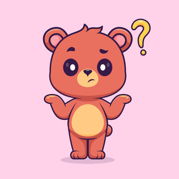 Cute Bear Confused Cartoon