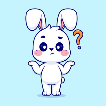 Cute Rabbit Confused Cartoon 