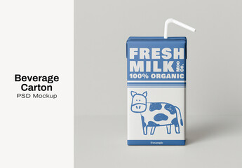 Organic Milk Carton Mockup Design PSD