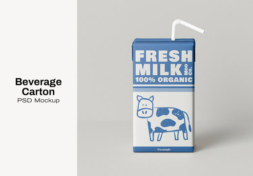 Organic Milk Carton Mockup Design PSD