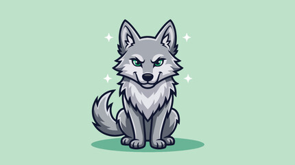 Cute cartoon wolf sitting illustration. © Caroline Studio