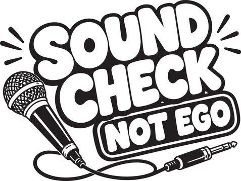 Sound check sign, Microphone with the slogan Sound Check, Not Ego .