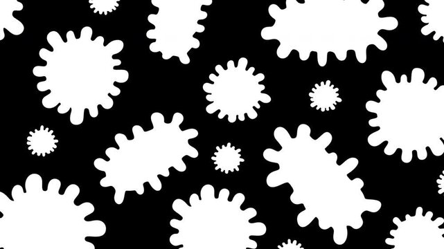Pattern of olive green bacteria and microorganisms for 2D medical animation. Stylized germ cells on white background with overlay alpha matte channel. Perfect for educational content 