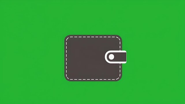 Flat Design Minimalist Wallet Icon on Green Screen Background for Digital Finance and Payment Concepts. Modern Vector Illustration for Business, Savings, or Transaction Animation Projects
