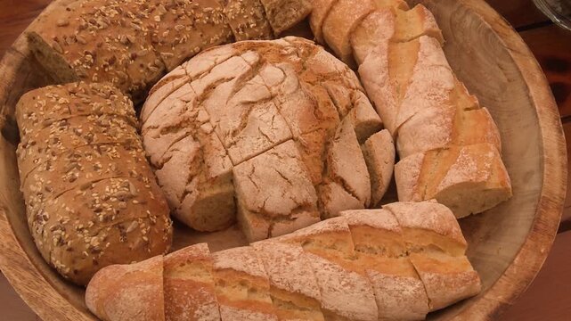 bread in basket as background