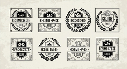 Obraz premium Collection of Vintage Emblem Labels and Badges with Crowns.